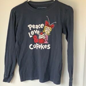 Life is Good Dr Seuss Peace Love and Cupcakes long sleeve tshirt